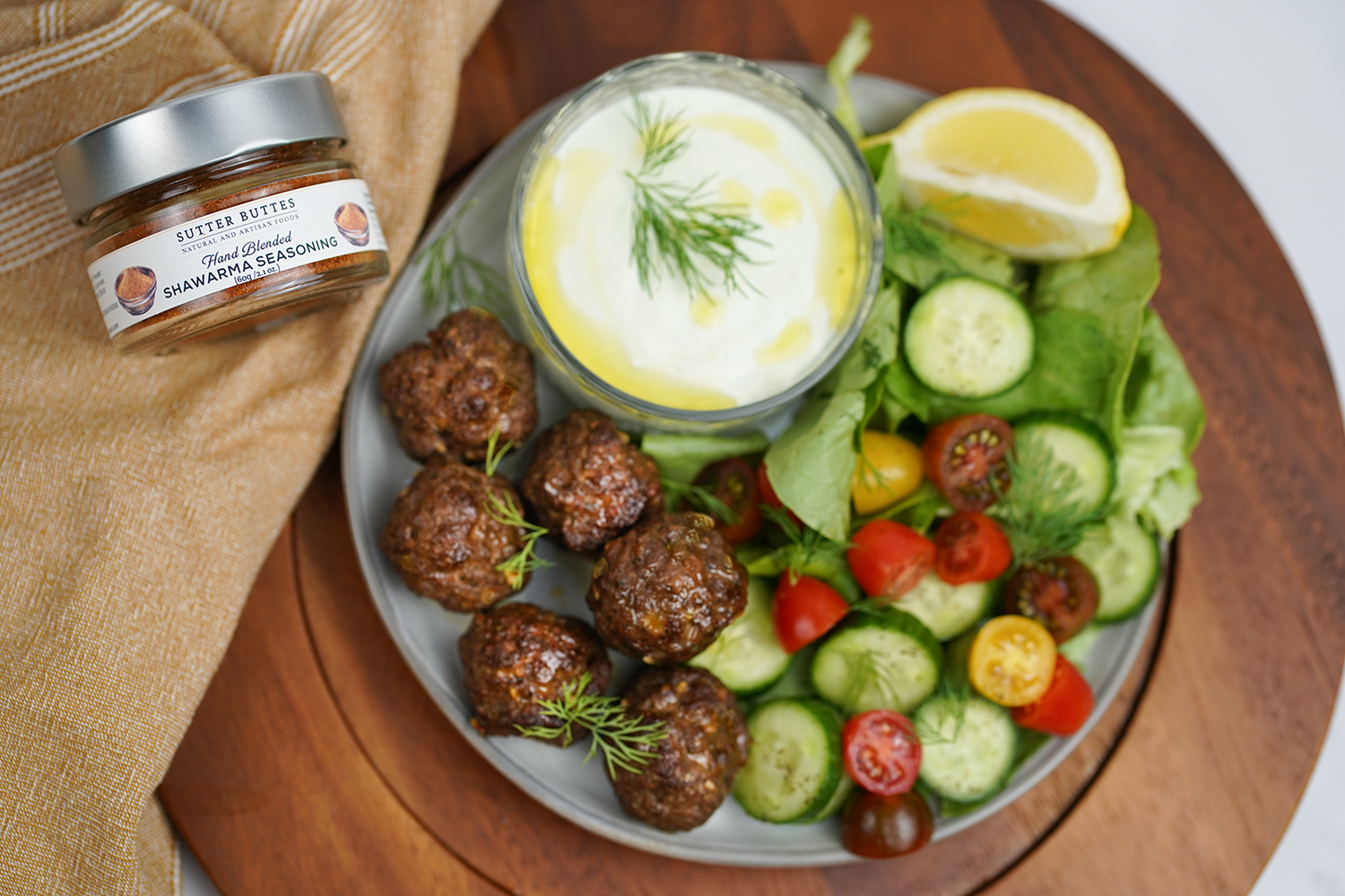 Shawarma Lamb Meatballs with Feta Sauce