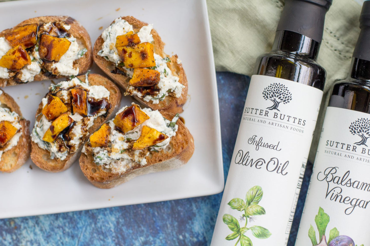 Whipped Basil Ricotta Crostini with Sautéed Butternut Squash
